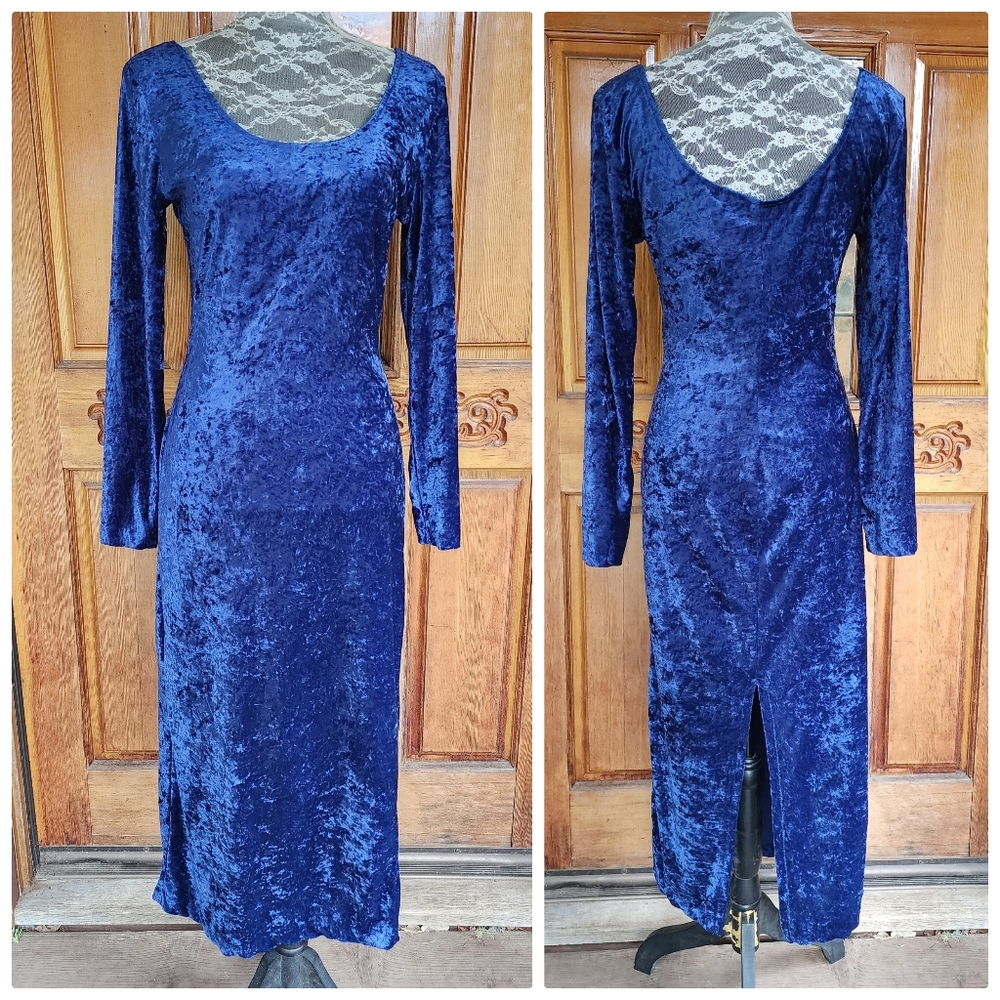 Vintage Blue Velvet Dress